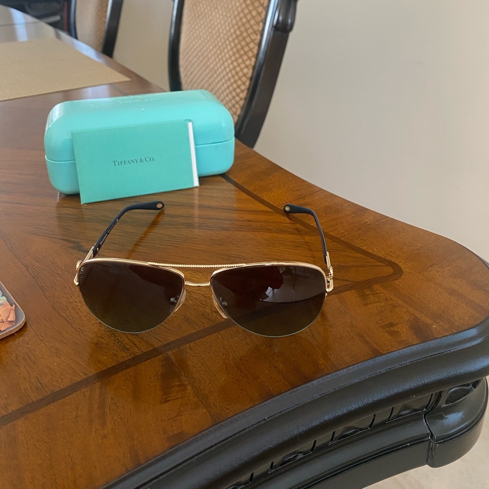 Tiffany & Co TF3046 Aviator Sunglasses, Pale Gold
